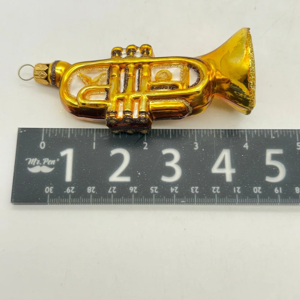Trumpet glass Christmas tree Ornament Musical Instrument Glitter brass